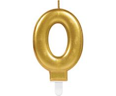 Carpeta Zahlenkerze * Zahl 0 * in Gold mit Steckfuß | ca. 10cm x 6cm groß | Deko Goldene Hochzeit Jubiläum Geburtstagskerze Kerze Geburtstag