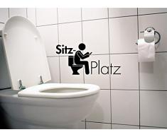Grandora WC Aufkleber Piktogramm Sitzplatz I schwarz (BxH) 26 x 13 cm I Badezimmer Bad Toilette Wandaufkleber Wandsticker Wandtattoo Sticker Tattoo W979