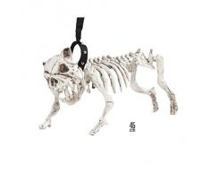 Hundeskelett mit Leine Skelett Deko Hund 45 cm Knochen Dekofigur Halloween Pitbull Raumdekoration Bulldogge Partydeko Horror Halloweendekoration Karneval Kostüm Zubehör