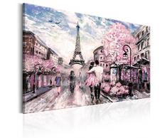 murando - Bilder 120x80 cm Vlies Leinwandbild 1 TLG Kunstdruck modern Wandbilder XXL Wanddekoration Design Wand Bild - Paris Frankreich Eiffelturm Landschaft wie gemalt Rose d-B-0147-b-a