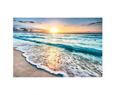 Bilderwelten Vlies Fototapete Sonnenuntergang am Strand Tapete 190x288cm