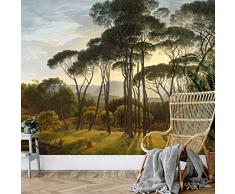 Fototapete Voogd - Italienische Landschaft mit Schirmkiefern Tapete Vliestapete Kunstdruck Natur Bäume Ölgemälde Ölbild Wall-Art 288x260 cm