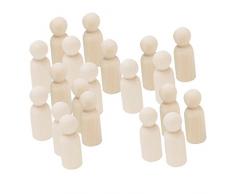 FLAMEER Holzfiguren zum bemalen für Kinder 20er Set DIY Holz Figuren Kegel Männchen Weiblichen Familie Spielfiguren basteln Krippenfiguren