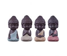 Gazechimp 4er-Set Mini Mönch Buddha Figuren Skulptur Statue Tee Tray Dekor Teezeremonie Zubehör