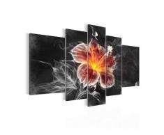 Bilder Feuer Blume Wandbild Vlies - Leinwand Bild XXL Format Wandbilder Wohnzimmer Wohnung Deko Kunstdrucke Grau 5 Teilig - MADE IN GERMANY - Fertig zum Aufhängen 104253c