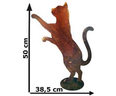 itsisa ® Dekofigur neugierige Katze mit Platte im Rost Design, Rostfigur für den Garten, Gartendeko, Metallde