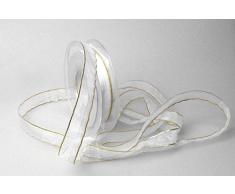 Christa-Bänder Organzaband 15mm weiß mit Goldkante ohne Draht