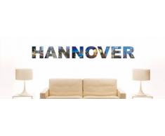 Wandtattoo farbige Wandschrift Städtename Hannover mit Sehenswürdigkeiten 120 x 14 cm Länge