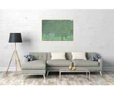 Leinwandbild: Gustav Klimt - Rosen unter Bäumen (1905) - Format 120x80 cm - Leinwand auf Keilrahmen gespannt und fertig zum Aufhängen - hochwertiger Leinwanddruck aus deutscher Produktion - Wandbild, Kunstdruck, Leinwand-Bilder