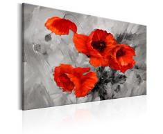 murando® Bilder Mohnblumen 120x80 cm XXL Format - TOP Vlies Leinwand – 1 Teilig - Wand Bild Kunstdruck Wandbild – Blumen Mohn wie gemalt rot grau b-B-0157-b-a 120x80 cm