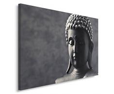 Feeby, Leinwandbild, Bilder, Wand Bild, Wandbilder, Kunstdruck 80x120cm, Buddha, SCHWARZ UND WEIß