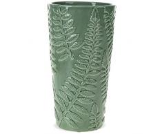 matches21 Pflanzvase Blumenvase Keramik Farnblätter Farne Übertopf Blätter Keramikvase 1 STK Grün - 11x20,5 cm