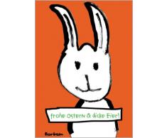 Im 5er Set: Lustige Osterkarte mit frechem Osterhasen: Frohe Ostern und dicke Eier