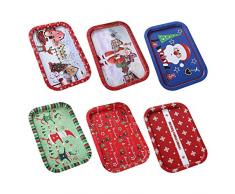 fervory Weihnachtsteller Obsttablett Eisentablett Weihnachten Weihnachtsmann Schneeflocke Rechteck Lebensmittel Snack Obsttablett Küchenteller Gadget Halten Sie 40 cm X 28,5 cm