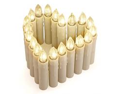 20er LED Kerzen mit Batterien, Timer und Fernbedienung, IP64 Dimmbar Kerzenlichter Flammenlose Weihnachtskerzen für Weihnachtsbaum, Weihnachtsdeko, Hochzeit, Geburtstags, Party