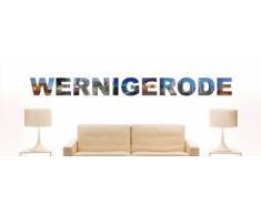 INDIGOS UG - WANDTATTOO / Wandsticker / Wandaufkleber / Aufkleber farbige Wandschrift Städtename Wernigerode mit Sehenswürdigkeiten 96 x 9 cm Länge