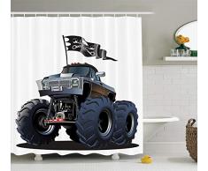 CHI Dragon Duschvorhang, Zwillingsfeuerdrachen, Sternzeichen Zwillingskerze, Vermiliongelb, Cadet Blue, 71 W × 79 L