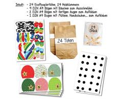 Papierdrachen DIY Adventskalender Set zum Basteln - Weihnachtseulen Rot mit zusätzlicher Dekoration - Eulen Weihnachten - zum Befüllen - zum selber füllen