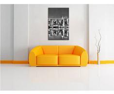 Monocrome, Manhattan Skyline Spiegelung 3-Teiler Leinwandbild 120x80 Bild auf Leinwand, XXL riesige Bilder fertig gerahmt mit Keilrahmen, Kunstdruck auf Wandbild mit Rahmen, gänstiger als Gemälde oder Ölbild, kein Poster oder Plakat
