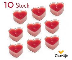 Checklife 90500 Teelicht Herz 10 er Set Herzkerzen Herzchen Kerzen