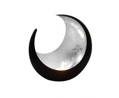 MAADES Windlicht Laterne orientalisch Moon Groß 20cm Silber | Orientalische Vintage Teelichthalter Schwarz von außen und Silberfarben innen | Marokkanische Windlichter aus Metall als Dekoration