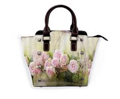 BROWCIN Rose Pink Blume Grün Blatt Korb Ölgemälde Romantik Romantische Liebe Frühling Kreative Pflanze Abnehmbare mode trend damen handtasche umhängetasche umhängetasche