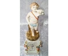 linoows Porzellan-Figur, Putte mit Turteltaube, Porzellanskulptur im Barock Stil 26 cm