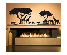 Wandaufkleber 86X30Cm Afrika Savanne Tierbaum Wandtattoo Wohnkultur Wohnzimmer Afrikanischer Zoo Kinderzimmer Kinderzimmer Dekor Dschungel Tiere Aufkleber