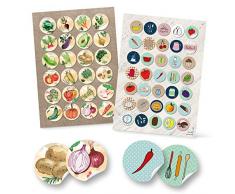 Logbuch-Verlag 24 + 35 runde Aufkleber Küche Essen Lebensmittel Ernährung Sticker selbstklebend Deko Etiketten Kinderaufkleber basteln Scrapbooken