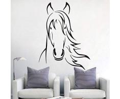Pferdekopf Wandtattoo Tierporträt Aufkleber Diy Wasserdichte Muster Vinilos Decorativos Jungen Schlafzimmer Wandaufkleber57X75 Cm