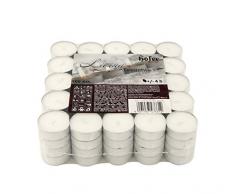 Hofer Kerzen Teelichter tealight ohne duft, 100 Stück Set, in Metallhülsen, bis zu 4h Brenndauer, Durchmesser 38 mm, weiß (100-er Karton)