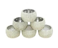 Handgemachte Indische Silber Perlen Serviettenringe - Set von 6 Ringen