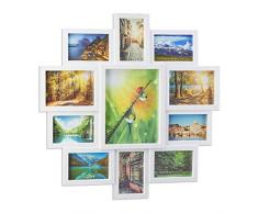 Relaxdays Bilderrahmen Collage, Bildergalerie für 11 Fotos, Fotorahmen zum Aufhängen, für mehrere Fotos, weiß