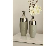 GILDE Keramik Flaschenvase Viktoria grau/Silber (B x H x L) 14 x 40 x 0 cm