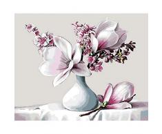 Museourstyty Malen nach Zahlen Ölgemälde Retro Magnolia Blume DIY Zeichnung 40 x 50 cm