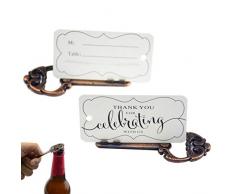 Makhry 50 Stücke Multi Funktion Rustikalen Dietrich Flaschenöffner mit Quaste Platzkartenhalter Hochzeiten Gastgeschenke (Antikes Kupfer)