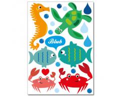 Wandkings Meeresbewohner Wandsticker Set, 43 Aufkleber, 2 DIN A4 Bögen, Gesamtfläche 60 x 20 cm