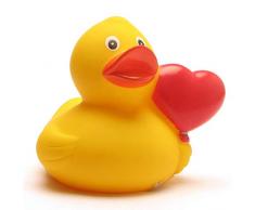 Badeente Herzballon I Quietscheente I Duckshop I L: 8 cm - inkl. Badeenten-Schlüsselanhänger im Set