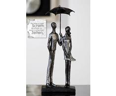 Extravagante Skulptur UMBRELLA antik-silber aus Poly Höhe 36 cm Breite 14 cm Antikfinish