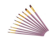 Febbya Künstlerpinsel,10er Pack Fein Pinsel Art Painting Set für Aquarell Acryl Ölgemälde DIY Zeichnung Erwachsene Jugendliche Anfänger Kinder Künstler Nylon Lila