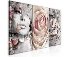 murando - Bilder Abstrakt 120x60 cm Vlies Leinwandbild 3 TLG Kunstdruck modern Wandbilder XXL Wanddekoration Design Wand Bild - Blumen Rose Magnolien Frau b-C-0341-b-e