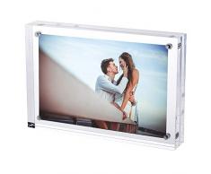 TRIXES Magnetischer Acryl-Fotorahmen - 15 cm x 10 cm - Doppelseitiger Display-Block - Klar Transparent - 2 cm Dicke