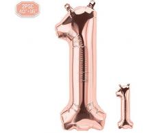 FUNXGO Folienballon Zahl in Rose Gold 2 Stück - 40/100cm +16/40cm - Folienballons für Helium und Luft als Geburtstag, Hochzeit , Jubiläum oder Abschluss Geschenk , Party Dekoration (Rosegold[1])