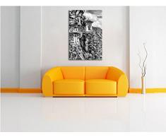 Monocrome, Buddha Tempel in China, Format: 100x70 auf Leinwand, XXL riesige Bilder fertig gerahmt mit Keilrahmen, Kunstdruck auf Wandbild mit Rahmen, günstiger als Gemälde oder Ölbild, kein Poster oder Plakat