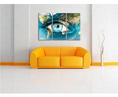 Die Erde gezeichnet auf ein Gesicht 3-Teiler Leinwandbild 120x80 Bild auf Leinwand, XXL riesige Bilder fertig gerahmt mit Keilrahmen, Kunstdruck auf Wandbild mit Rahmen, gänstiger als Gemälde oder Ölbild, kein Poster oder Plakat