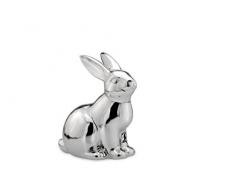 Deko-Hasen sitzend 16,6 x 11,4 x 18,6cm Porzellan/Silberglanz