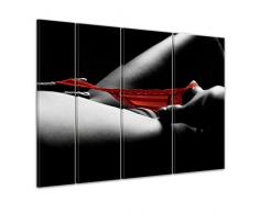 Keilrahmenbild - Roter Slip - Bild auf Leinwand 180x120 cm 4 teilig - Leinwandbilder Bilder als Leinwanddruck Urlaub, Sonne & Meer Akt & Erotik - sexy Frauenkörper