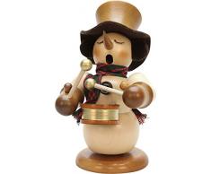 Räuchermännchen Schneemann mit Trommel natur, limitiert - 23,0cm - Original Erzgebirge Räuchermann - Christian Ulbricht