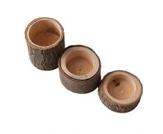 JINLL Blumentopf Sukkulente Pflanzenvase Runder Blumentopf Desktop Forest Style Natürliche Kleine Blumentöpfe Aus Holz Für Dekorative Aufbewahrung Zu Hause, (3-Teiliges Set)