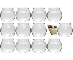 gouveo 12er Set Teelichtgläser Kugel und 28-seitige Flaschendiscount-Rezeptbroschüre Windlichter, Windlichthalter, Vase